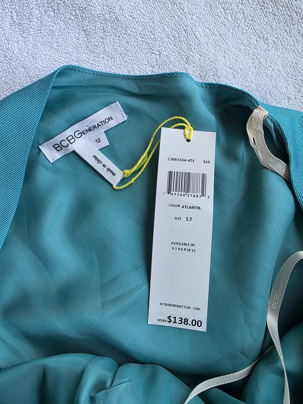 NWT BCBGeneration Teal One-Shoulder Ruffle Dress – Size 12 - Picture 12 of 16